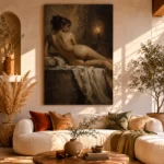 Candlelit Reclining Figure Study Classical Nude Wall Art Canvas Print - Image 12