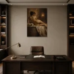 Candlelit Reclining Figure Study Classical Nude Wall Art Canvas Print displayed in a contemporary gallery-inspired room