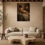 Candlelit Reclining Figure Study Classical Nude Wall Art Canvas Print presented in a sophisticated home setting