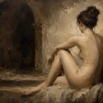 Archway Seated Figure Study Classical Nude Wall Art Canvas Print