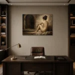 Archway Seated Figure Study Classical Nude Wall Art Canvas Print displayed in a contemporary gallery-inspired room