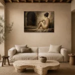 Archway Seated Figure Study Classical Nude Wall Art Canvas Print presented in a sophisticated home setting