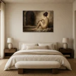 Archway Seated Figure Study Classical Nude Wall Art Canvas Print showcased in an elegant minimalist interior
