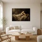 Sleeping Draped Figure Study Classical Nude Wall Art Canvas Print styled in a refined neutral interior
