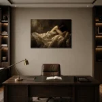 Sleeping Draped Figure Study Classical Nude Wall Art Canvas Print displayed in a contemporary gallery-inspired room