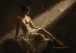Diagonal Light Figure Study Classical Nude Wall Art Canvas Print