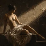 Diagonal Light Figure Study Classical Nude Wall Art Canvas Print