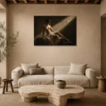 Diagonal Light Figure Study Classical Nude Wall Art Canvas Print presented in a sophisticated home setting