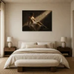 Diagonal Light Figure Study Classical Nude Wall Art Canvas Print showcased in an elegant minimalist interior