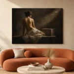 Stone Plinth Back Figure Study Classical Nude Wall Art Canvas Print - Image 2