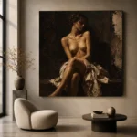 Seated Shadow Figure Study Classical Nude Wall Art Canvas Print - Image 5