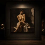 Seated Shadow Figure Study Classical Nude Wall Art Canvas Print - Image 7