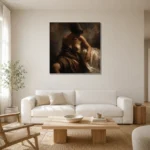 Shadowed Drapery Figure Study Classical Nude Wall Art Canvas Print styled in a refined neutral interior