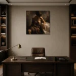 Shadowed Drapery Figure Study Classical Nude Wall Art Canvas Print displayed in a contemporary gallery-inspired room