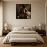 Shadowed Drapery Figure Study Classical Nude Wall Art Canvas Print showcased in an elegant minimalist interior