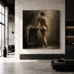 Standing Back Figure Study Classical Nude Wall Art Canvas Print - Image 3