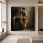 Standing Back Figure Study Classical Nude Wall Art Canvas Print - Image 4