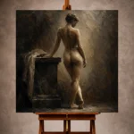 Standing Back Figure Study Classical Nude Wall Art Canvas Print - Image 10