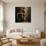 Standing Back Figure Study Classical Nude Wall Art Canvas Print styled in a refined neutral interior