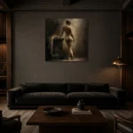 Standing Back Figure Study Classical Nude Wall Art Canvas Print shown in a warm modern interior