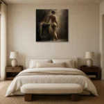 Standing Back Figure Study Classical Nude Wall Art Canvas Print showcased in an elegant minimalist interior