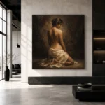 Kneeling Draped Figure Study Classical Nude Wall Art Canvas Print - Image 4