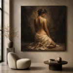 Kneeling Draped Figure Study Classical Nude Wall Art Canvas Print - Image 6