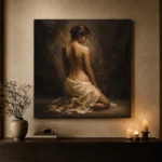 Kneeling Draped Figure Study Classical Nude Wall Art Canvas Print - Image 7