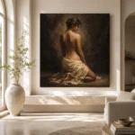 Kneeling Draped Figure Study Classical Nude Wall Art Canvas Print - Image 9