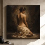 Kneeling Draped Figure Study Classical Nude Wall Art Canvas Print - Image 10