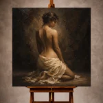 Kneeling Draped Figure Study Classical Nude Wall Art Canvas Print - Image 11