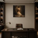 Kneeling Draped Figure Study Classical Nude Wall Art Canvas Print displayed in a contemporary gallery-inspired room