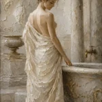 Marble Bath Scene Classical Nude Wall Art Canvas Print
