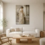 Marble Bath Scene Classical Nude Wall Art Canvas Print styled in a refined neutral interior