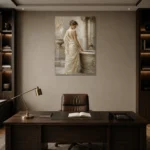 Marble Bath Scene Classical Nude Wall Art Canvas Print displayed in a contemporary gallery-inspired room