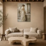 Marble Bath Scene Classical Nude Wall Art Canvas Print presented in a sophisticated home setting