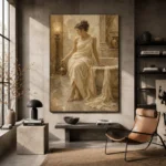 Seated Bath Muse Classical Nude Wall Art Canvas Print - Image 4
