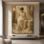 Seated Bath Muse Classical Nude Wall Art Canvas Print - Image 5