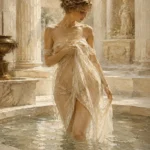 Sunlit Roman Bath Classical Nude Wall Art Canvas Print