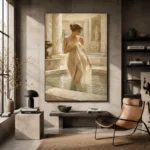 Sunlit Roman Bath Classical Nude Wall Art Canvas Print - Image 3