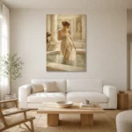 Sunlit Roman Bath Classical Nude Wall Art Canvas Print styled in a refined neutral interior