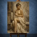 Seated Marble Bath Classical Nude Wall Art Canvas Print - Image 3
