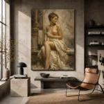 Seated Marble Bath Classical Nude Wall Art Canvas Print - Image 4