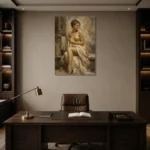 Seated Marble Bath Classical Nude Wall Art Canvas Print displayed in a contemporary gallery-inspired room
