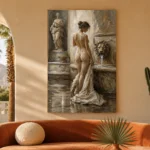 Lion Fountain Bath Classical Nude Wall Art Canvas Print - Image 6