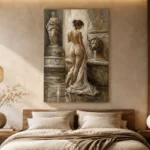 Lion Fountain Bath Classical Nude Wall Art Canvas Print - Image 8
