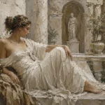 Reclining Bath Muse Classical Nude Wall Art Canvas Print