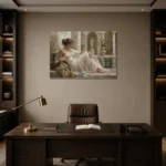 Reclining Bath Muse Classical Nude Wall Art Canvas Print displayed in a contemporary gallery-inspired room