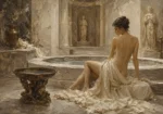 Roman Bath Reflection Classical Nude Wall Art Canvas Print