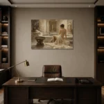 Roman Bath Reflection Classical Nude Wall Art Canvas Print displayed in a contemporary gallery-inspired room